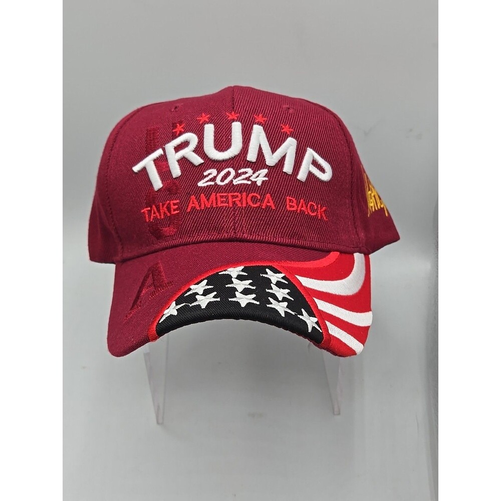 2024 Donald Trump "Take America Back" American Flag Sports Hat Maroon Color